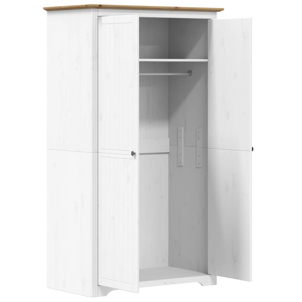 Sifonier "BODO", alb & maro, 101x52x176,5 cm, lemn masiv de pin — imaginea 4