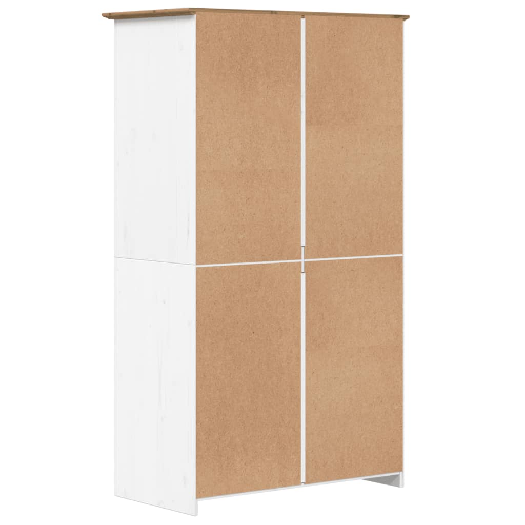 Sifonier "BODO", alb & maro, 101x52x176,5 cm, lemn masiv de pin — imaginea 6