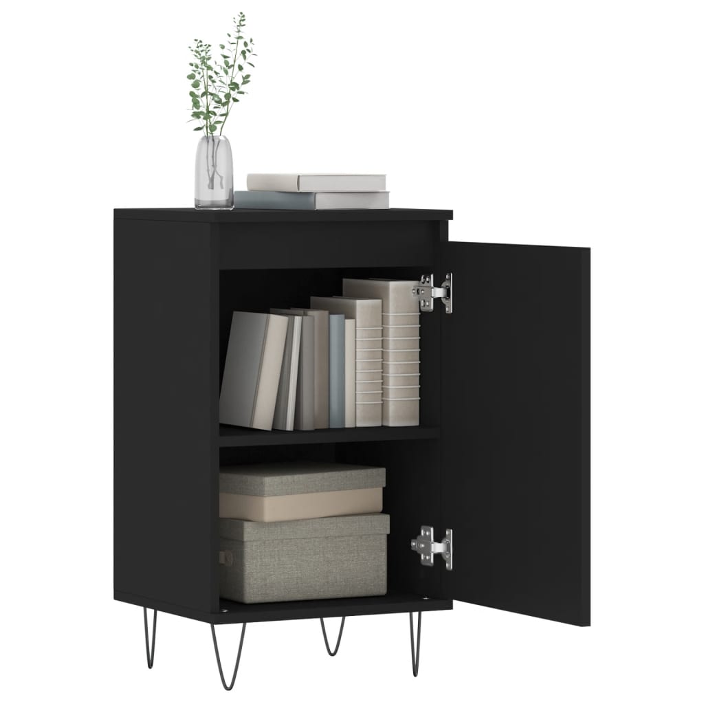 Servante, 2 buc., negru, 40x35x70 cm, lemn prelucrat — imaginea 4