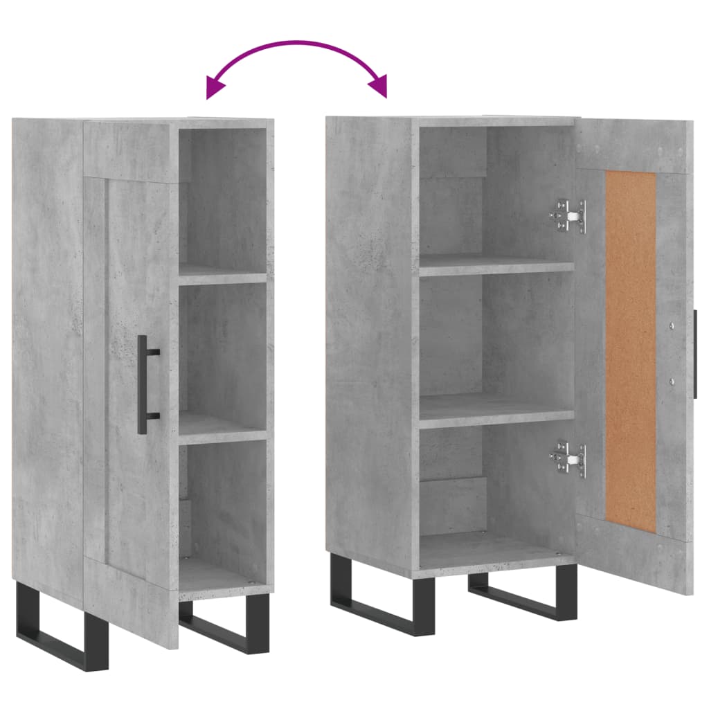 Servanta, gri beton, 34,5x34x90 cm, lemn compozit — imaginea 9