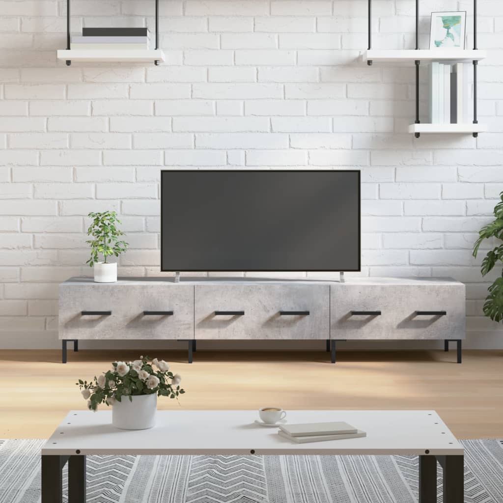Comoda TV, gri beton, 150x36x30 cm, lemn prelucrat — imaginea 2