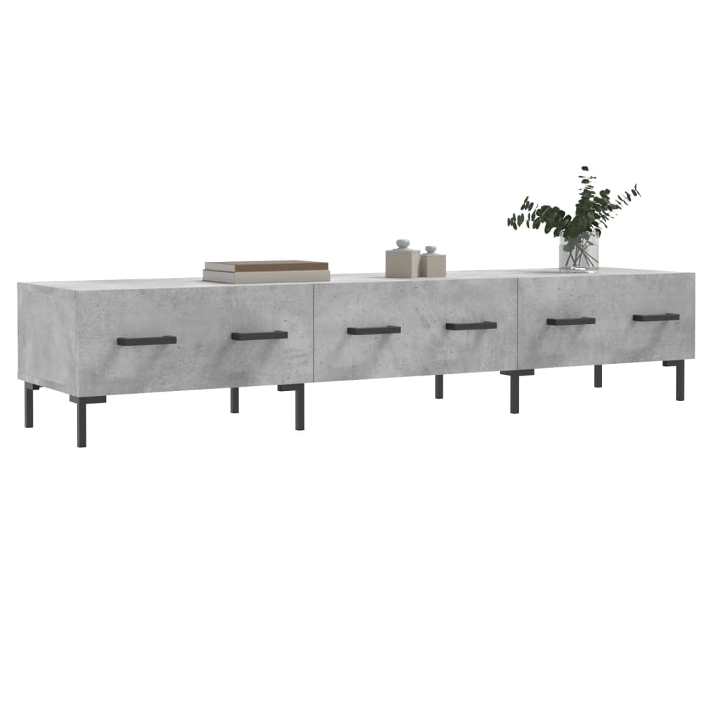 Comoda TV, gri beton, 150x36x30 cm, lemn prelucrat — imaginea 3