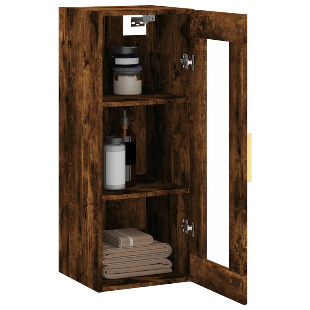 Dulap montat pe perete, stejar fumuriu, 34,5x34x90 cm — imaginea 5