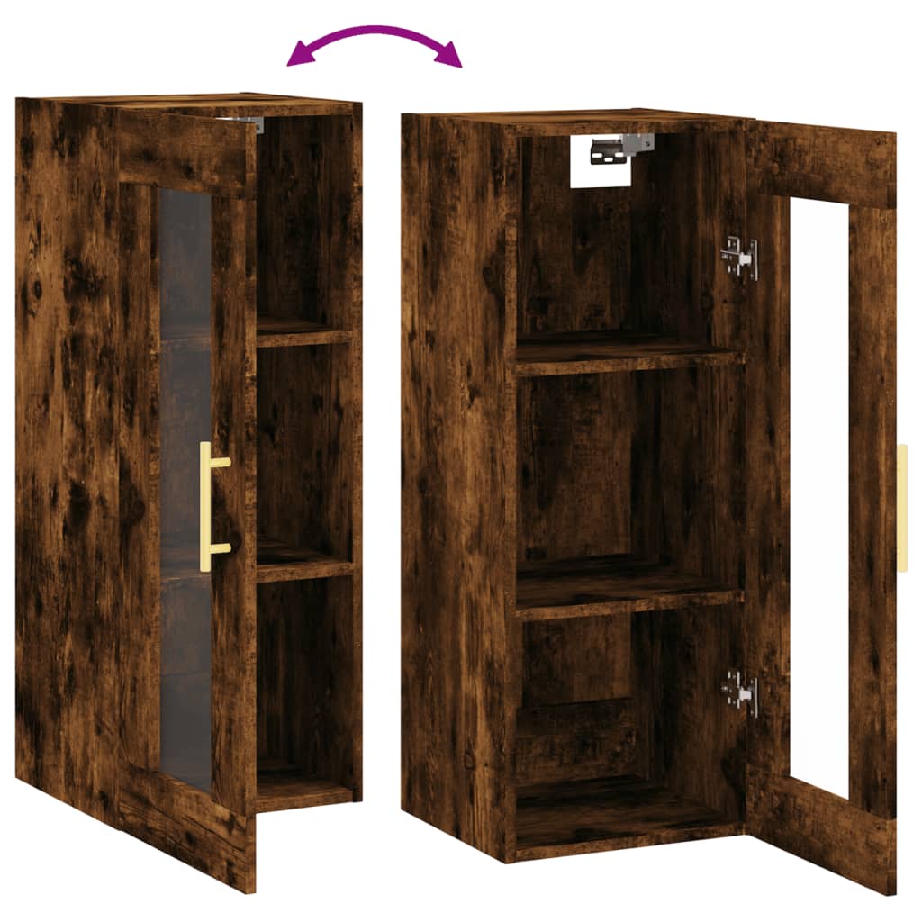 Dulap montat pe perete, stejar fumuriu, 34,5x34x90 cm — imaginea 10