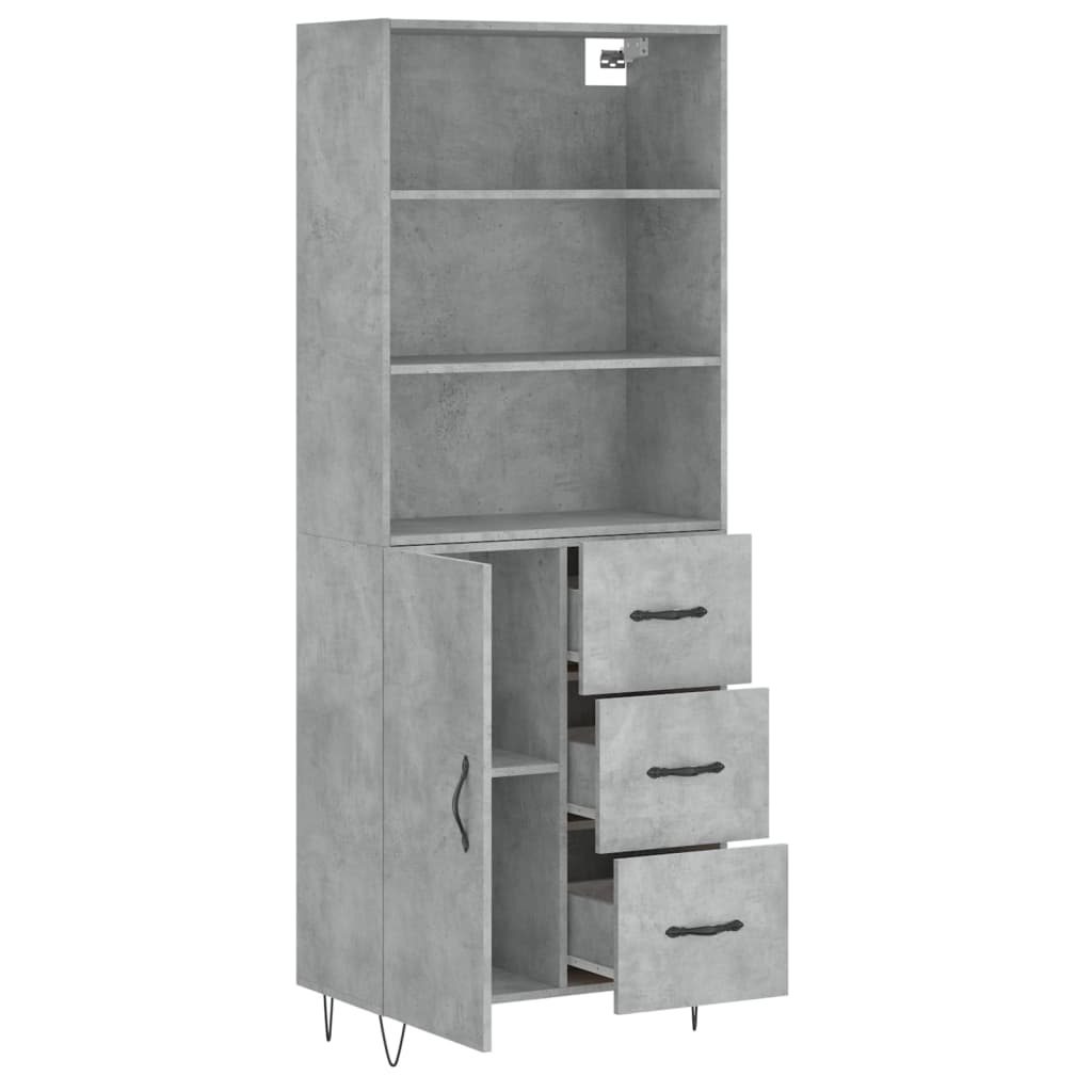 Dulap inalt, gri beton, 69,5x34x180, lemn compozit — imaginea 4