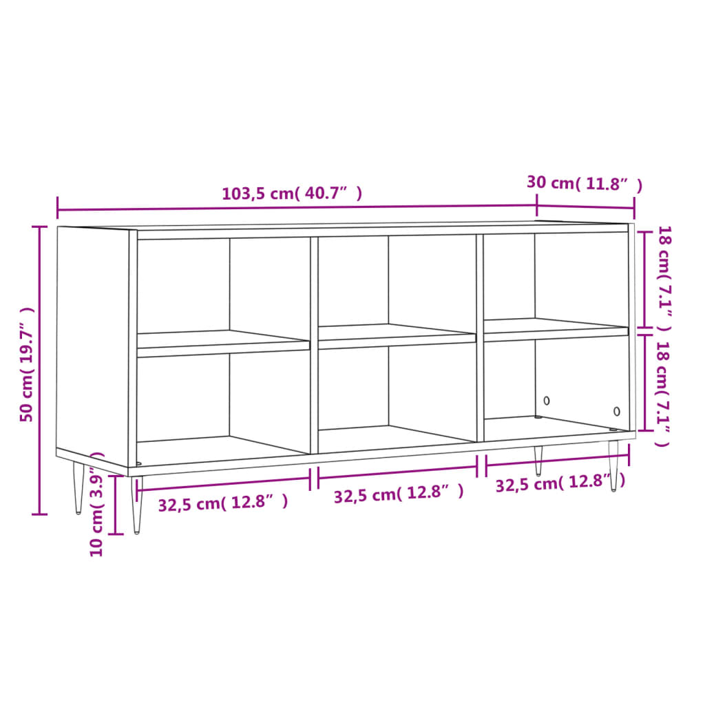 Comoda TV, alb, 103,5x30x50 cm, lemn compozit — imaginea 9