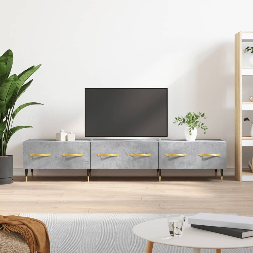 Comoda TV, gri beton, 150x36x30 cm, lemn prelucrat — imaginea 2
