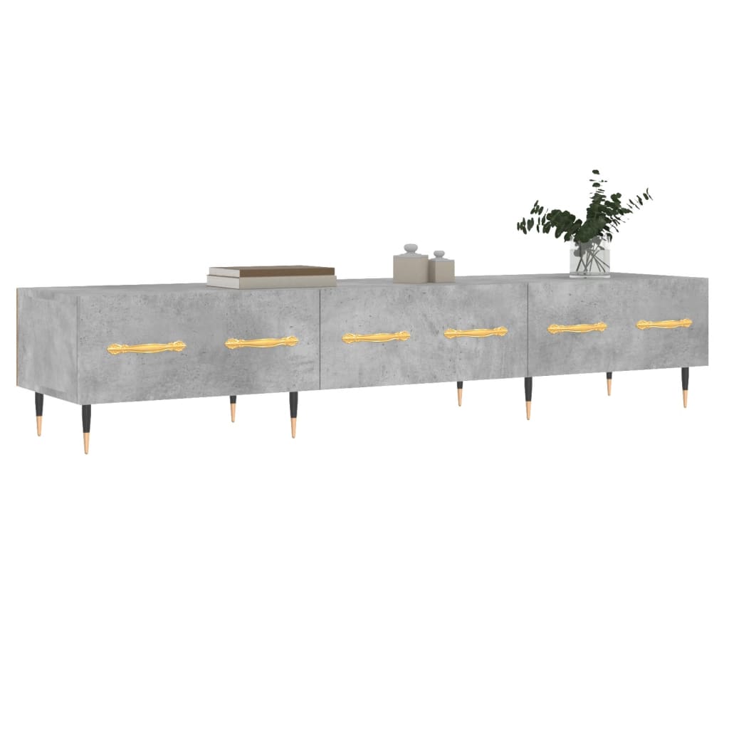 Comoda TV, gri beton, 150x36x30 cm, lemn prelucrat — imaginea 3