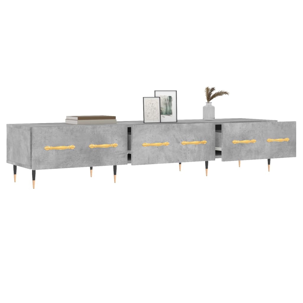 Comoda TV, gri beton, 150x36x30 cm, lemn prelucrat — imaginea 4