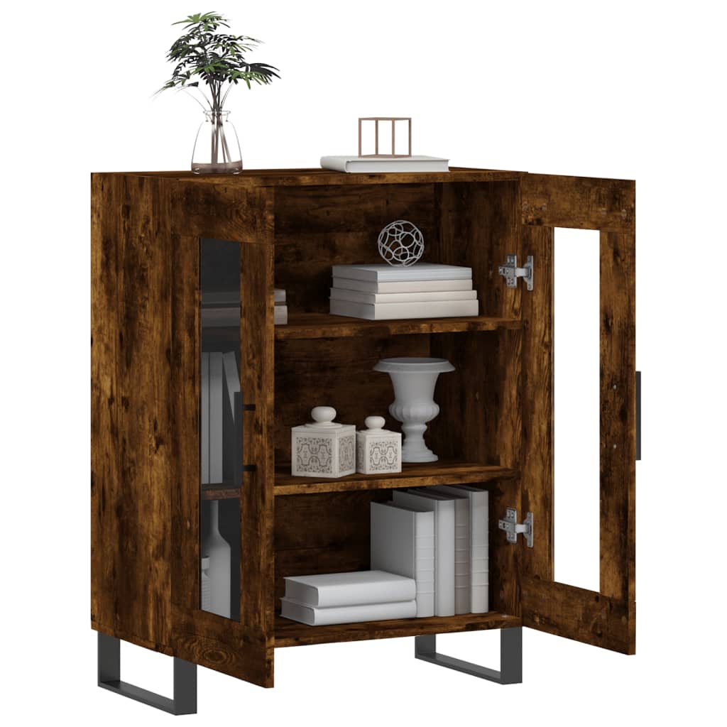 Servanta, stejar fumuriu, 69,5x34x90 cm, lemn compozit — imaginea 4