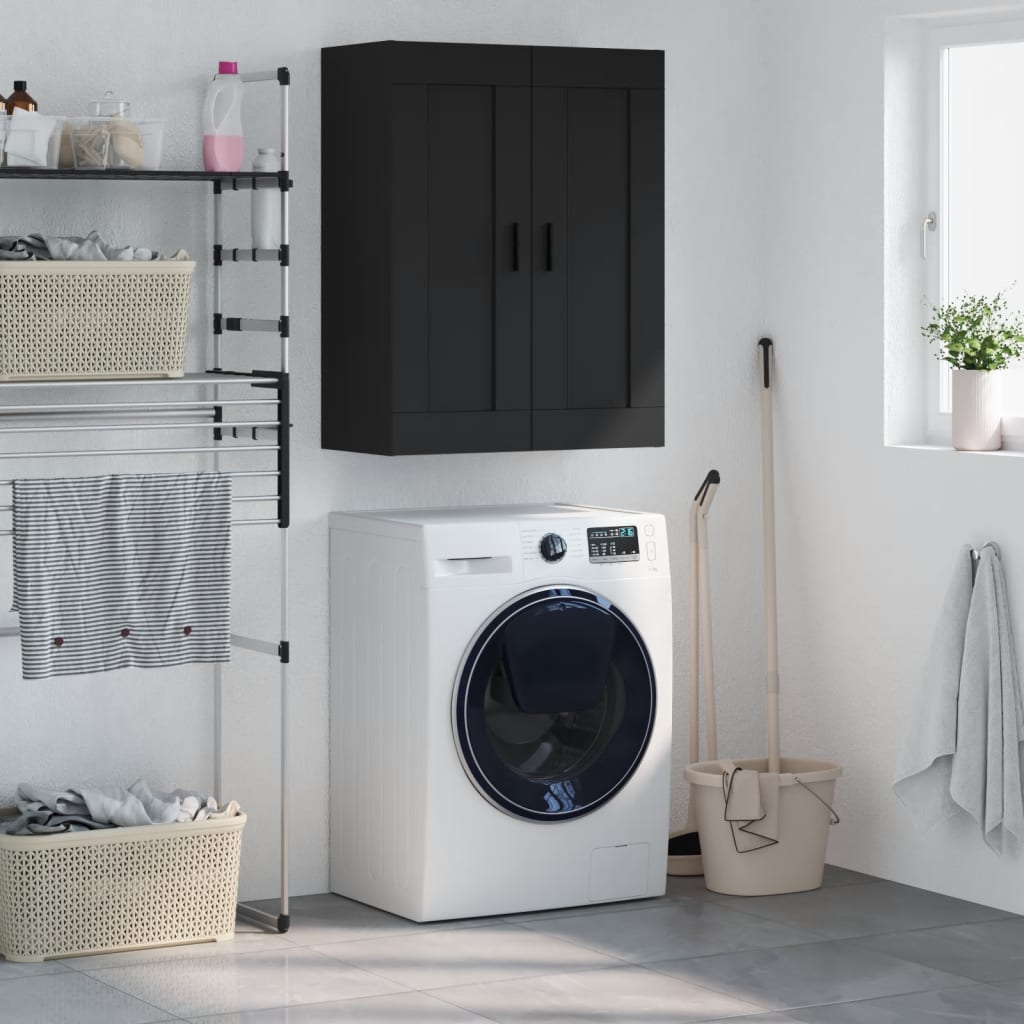 Dulap montat pe perete, negru, 69,5x34x90 cm, lemn prelucrat — imaginea 2