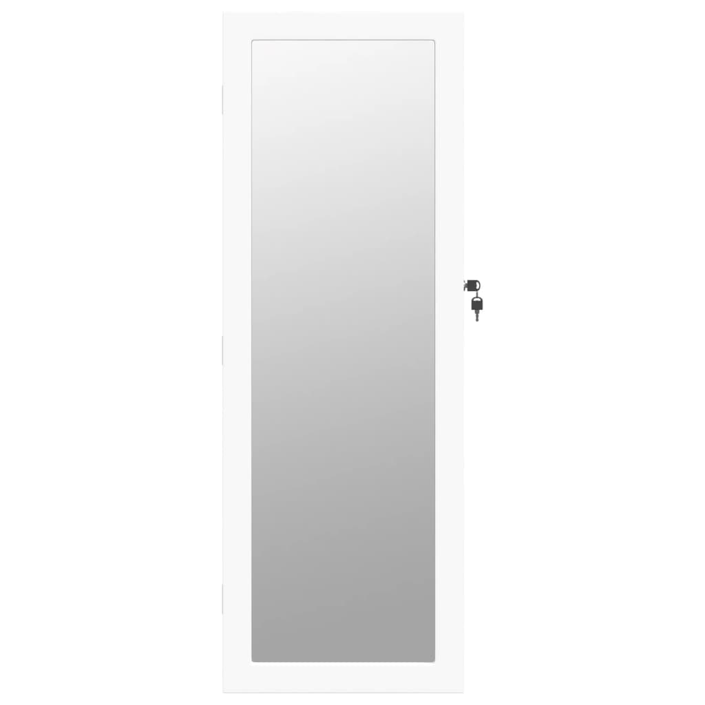 Dulap de bijuterii cu oglinda si lumini LED, de perete, alb — imaginea 4