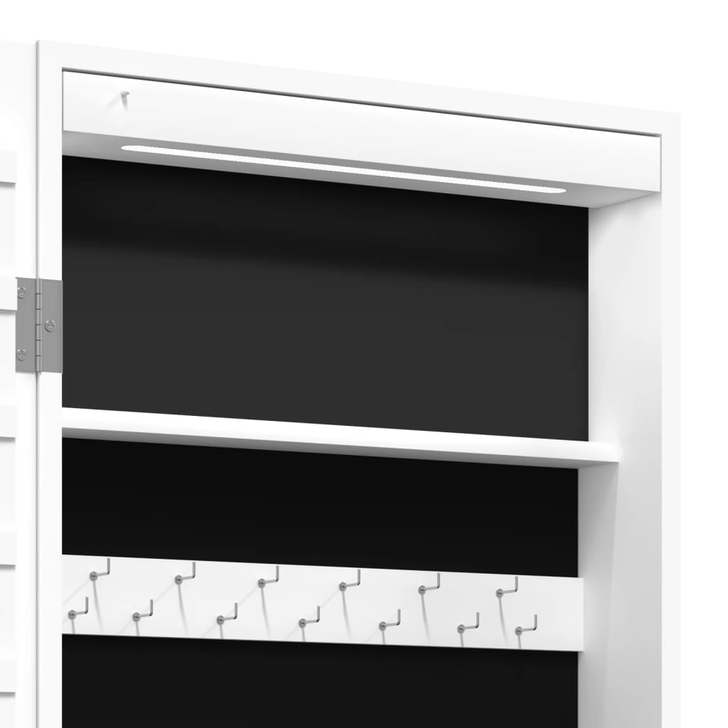 Dulap de bijuterii cu oglinda si lumini LED, de perete, alb — imaginea 11