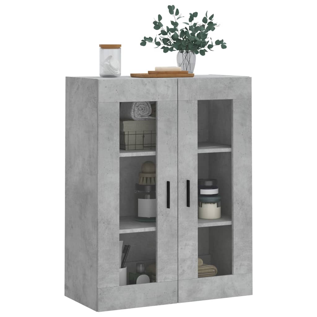 Dulap cu montaj pe perete, gri beton, 69,5x34x90 cm — imaginea 4