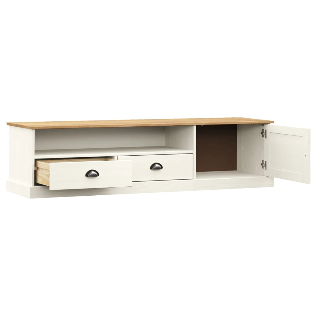 Comoda TV VIGO, alb, 156x40x40 cm, lemn masiv de pin — imaginea 4