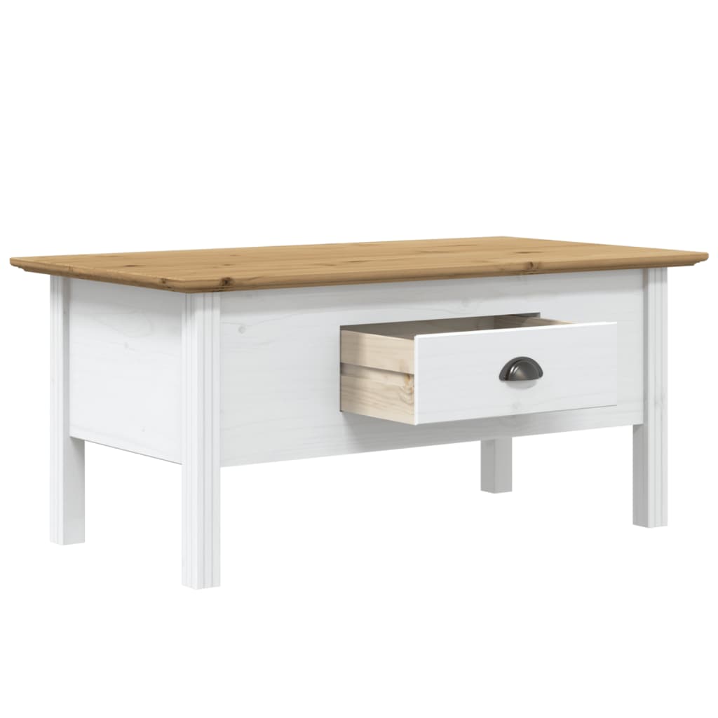 Masuta de cafea BODO alb si maro 100x55x45 cm lemn masiv de pin — imaginea 4