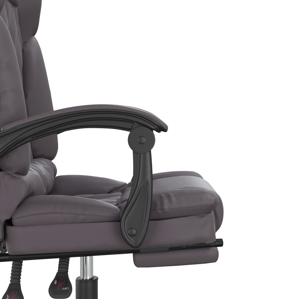 Scaun de birou rabatabil cu masaj, gri, piele ecologica — imaginea 10