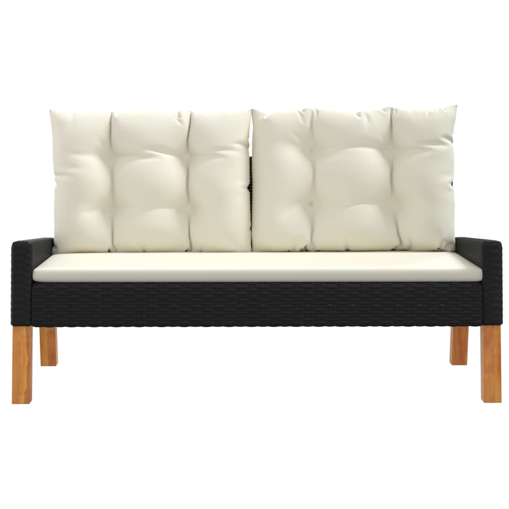 Set mobilier gradina cu perne 4 piese poliratan si lemn masiv — imaginea 4