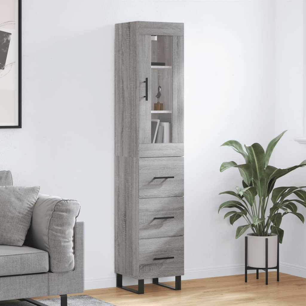 Dulap inalt, gri sonoma, 34,5x34x180 cm, lemn prelucrat — imaginea 2