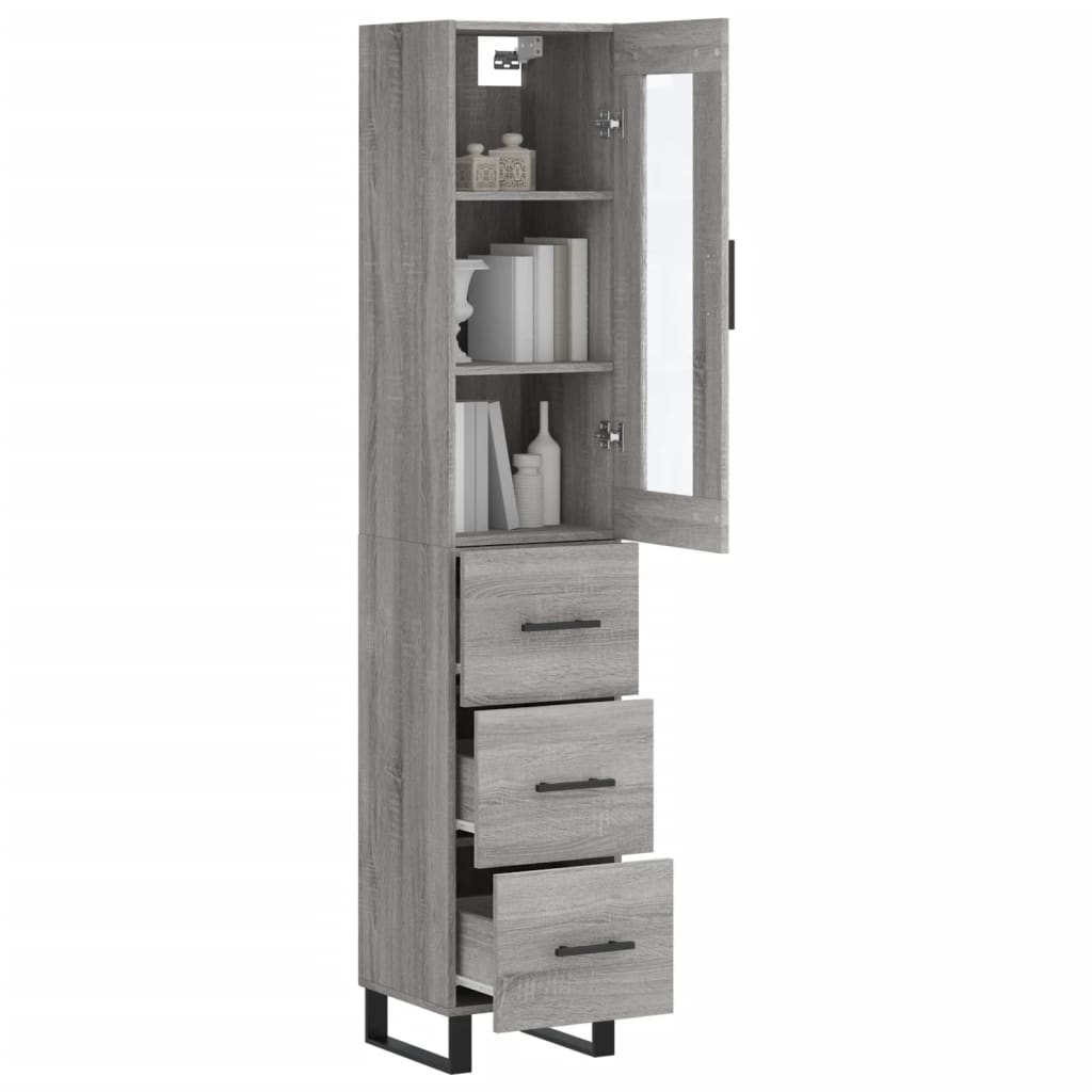 Dulap inalt, gri sonoma, 34,5x34x180 cm, lemn prelucrat — imaginea 3