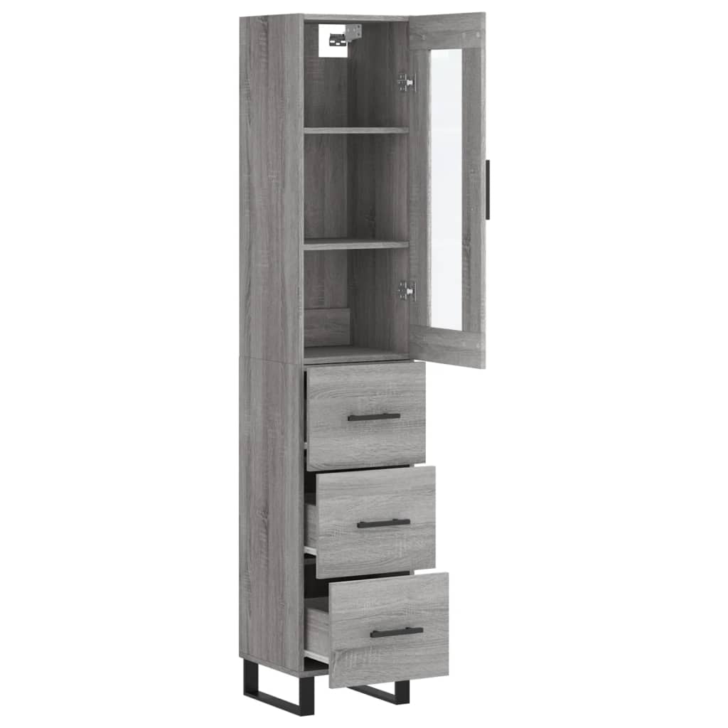 Dulap inalt, gri sonoma, 34,5x34x180 cm, lemn prelucrat — imaginea 4