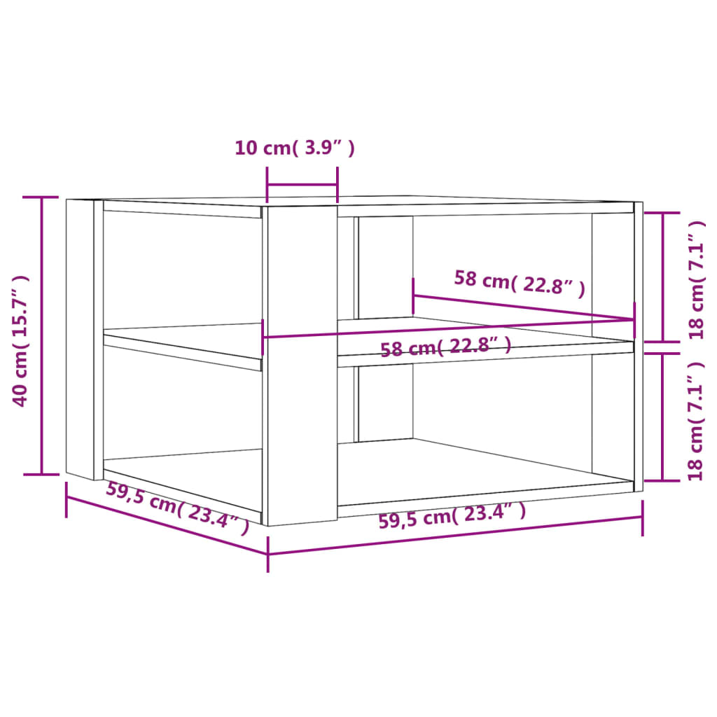 Masuta de cafea, stejar sonoma, 59,5x59,5x40 cm, lemn compozit — imaginea 9