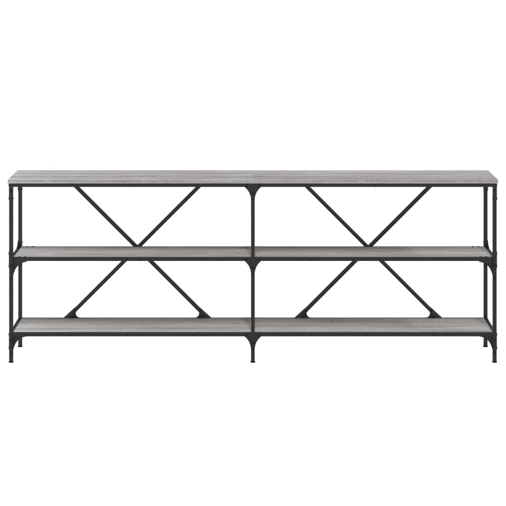 Masa consola, gri sonoma, 200x30x75 cm lemn prelucrat si fier — imaginea 4
