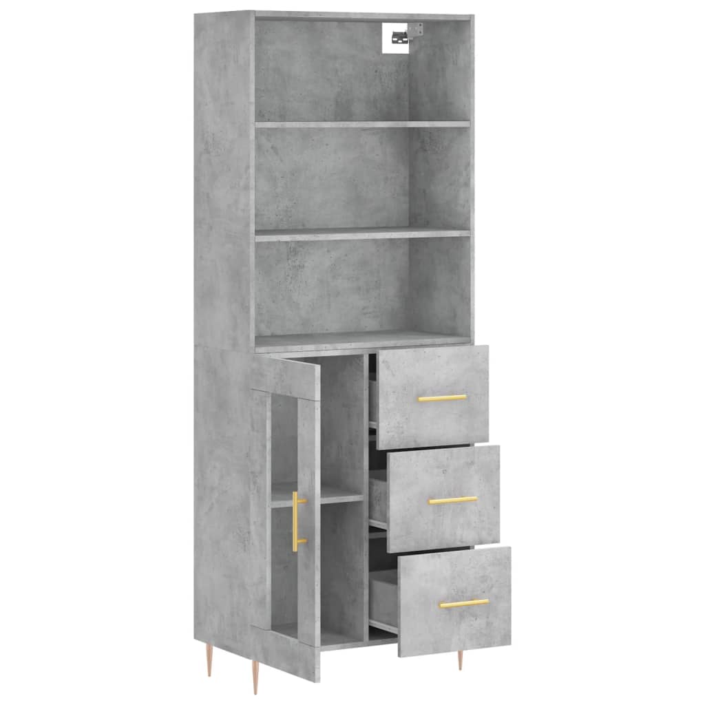 Dulap inalt, gri beton, 69,5x34x180, lemn compozit — imaginea 4