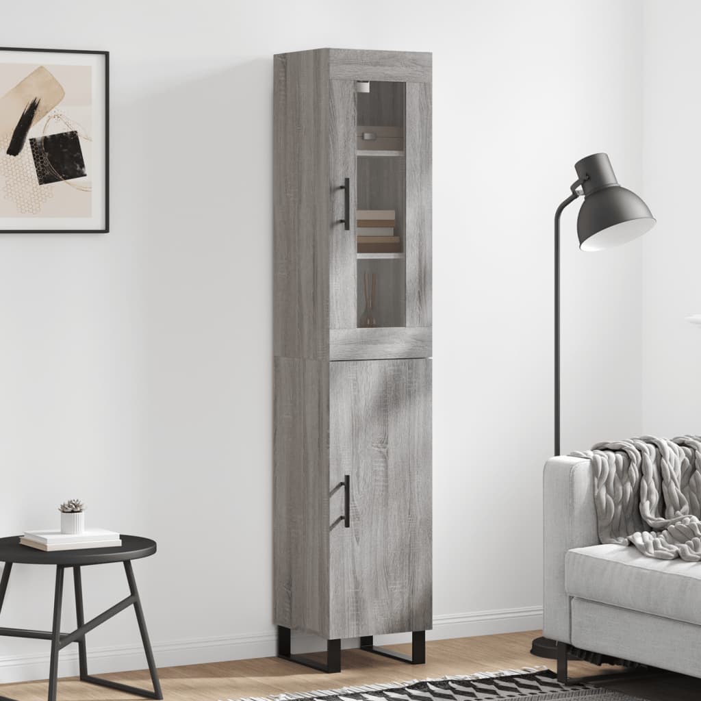 Dulap inalt, gri sonoma, 34,5x34x180 cm, lemn prelucrat — imaginea 2