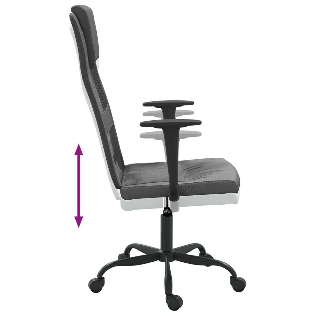 Scaun birou reglabil in inaltime, gri, piele artificiala/plasa — imaginea 6