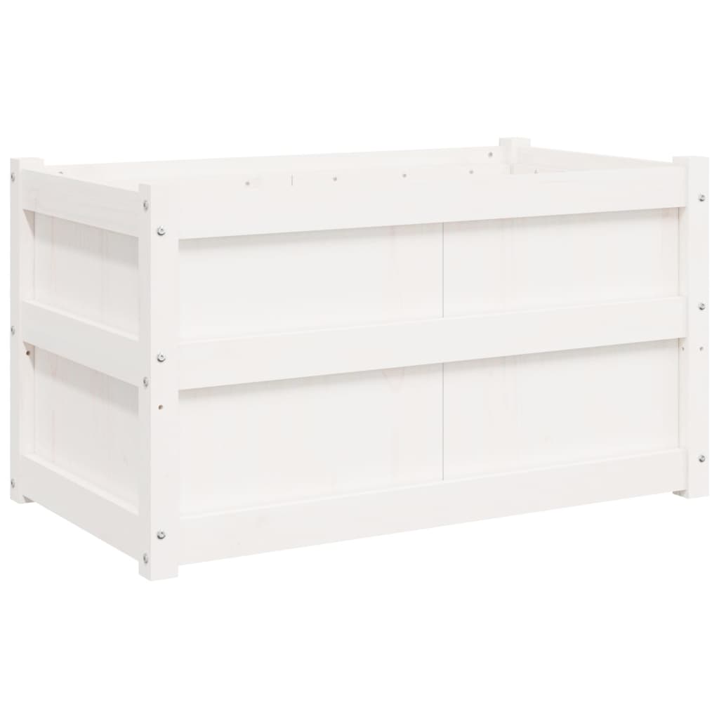 Jardiniere de gradina, 2 buc., alb, lemn masiv de pin — imaginea 8