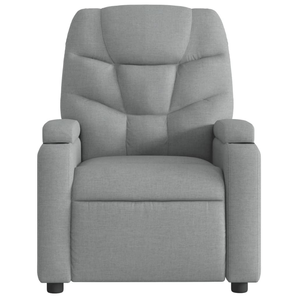 Fotoliu rabatabil electric, gri deschis, textil — imaginea 8