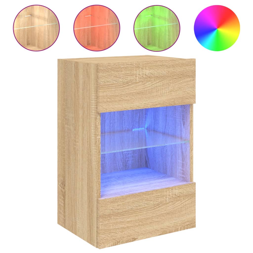 Comoda TV de perete cu LED, 2 buc. stejar sonoma, 40x30x60,5 cm — imaginea 6
