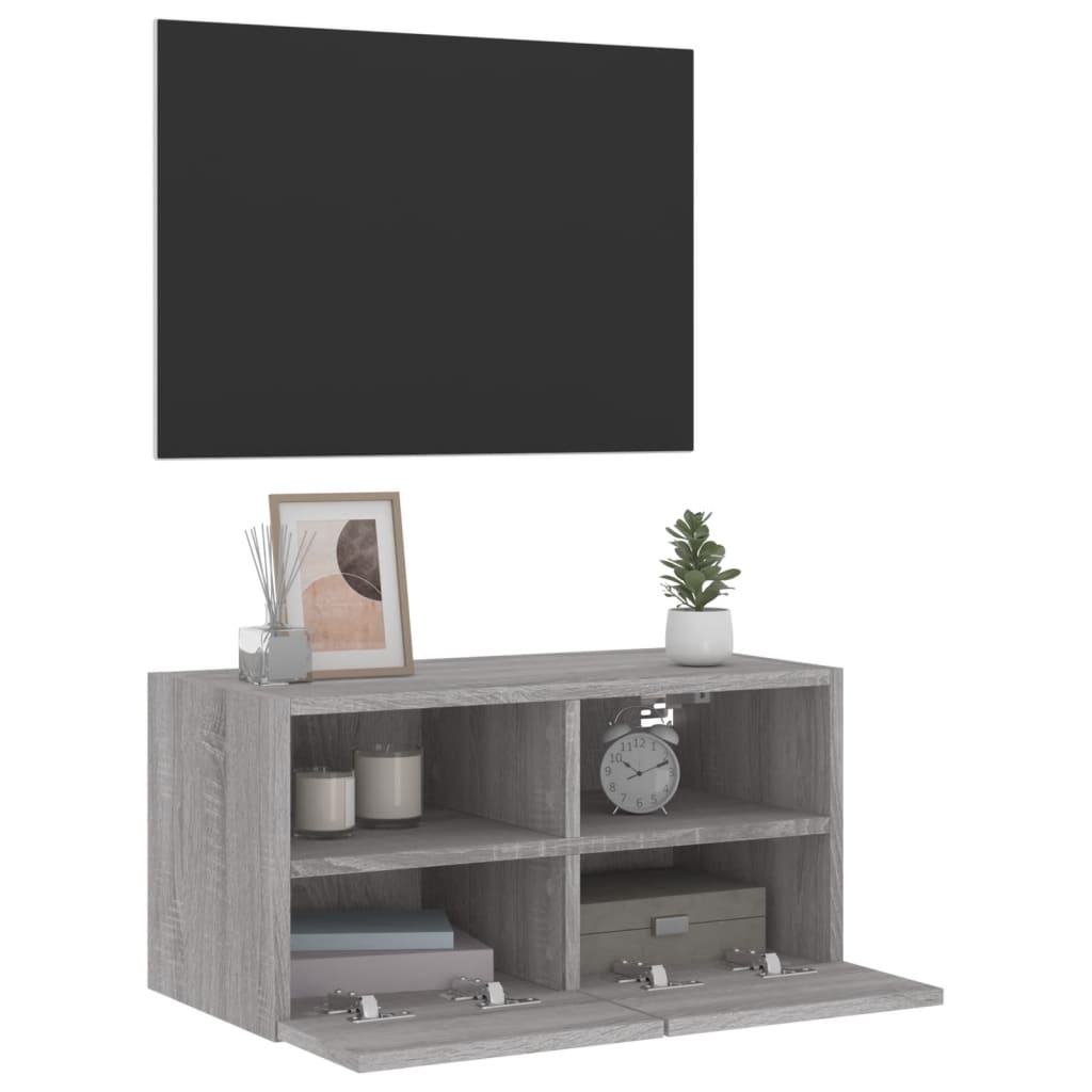 Comoda TV de perete, gri sonoma, 60x30x30 cm, lemn prelucrat — imaginea 6