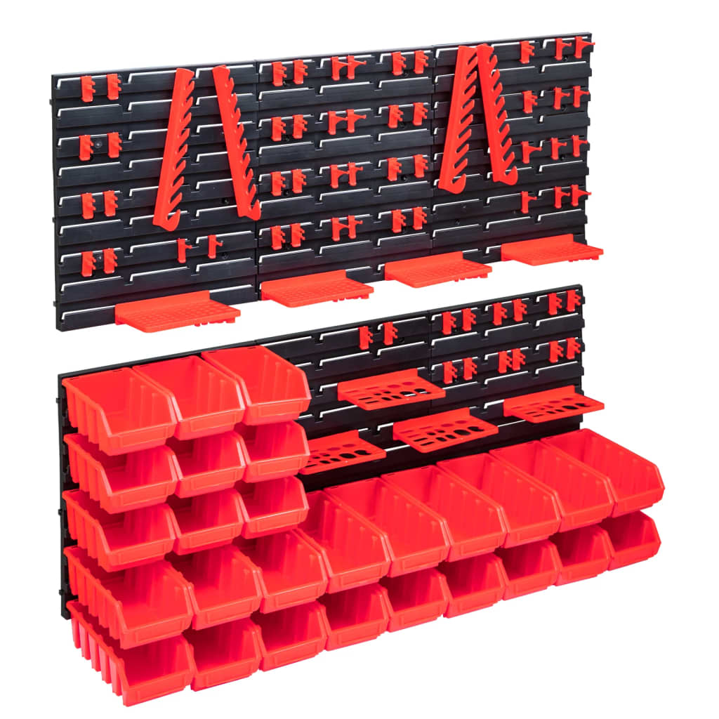 Set cutii depozitare 103 piese cu panouri de perete, rosu&negru — imaginea 11