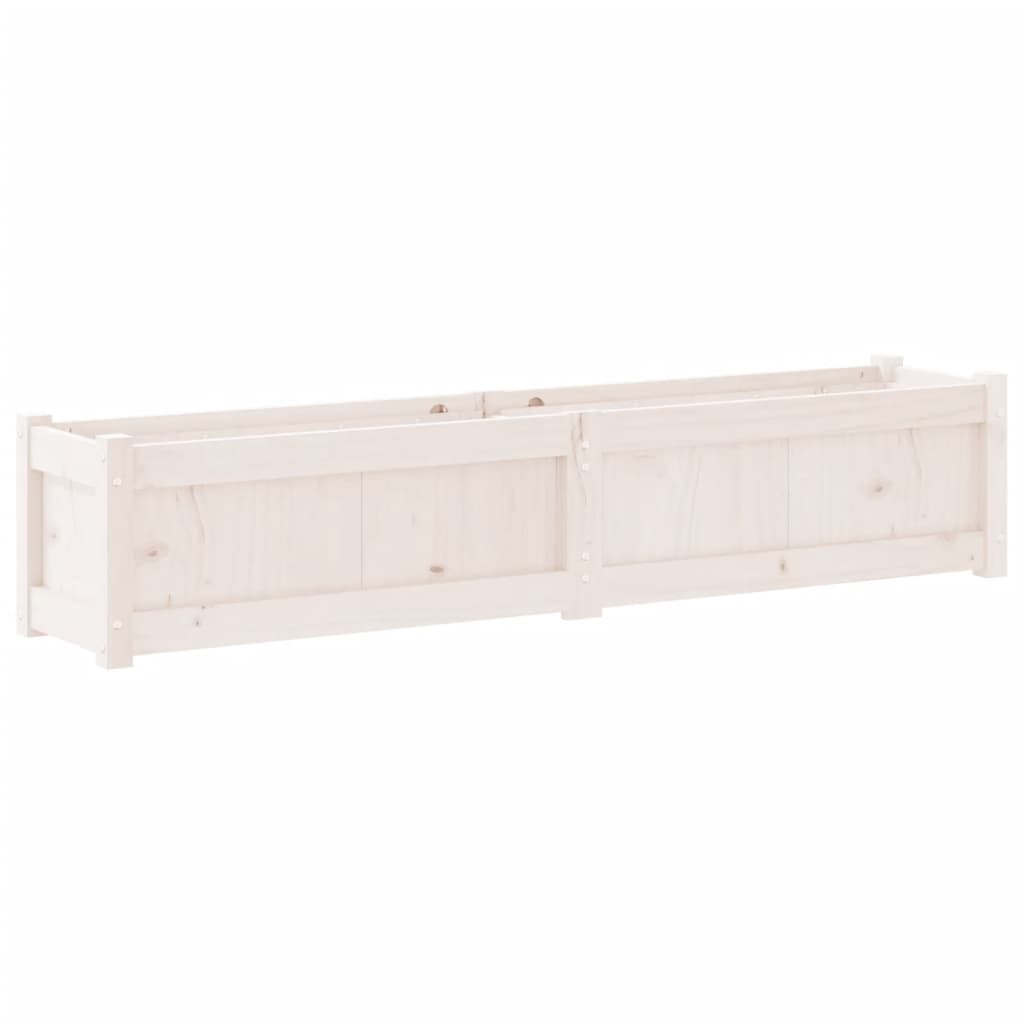 Jardiniera de gradina, alb, 150x31x31 cm, lemn masiv de pin — imaginea 7
