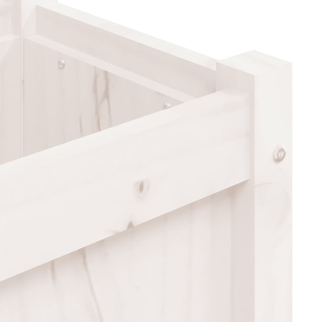 Jardiniera de gradina, alb, 150x31x31 cm, lemn masiv de pin — imaginea 9