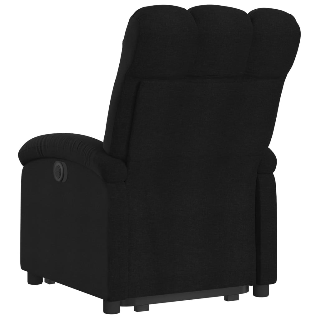 Fotoliu electric rabatabil cu ridicare, negru, textil — imaginea 4