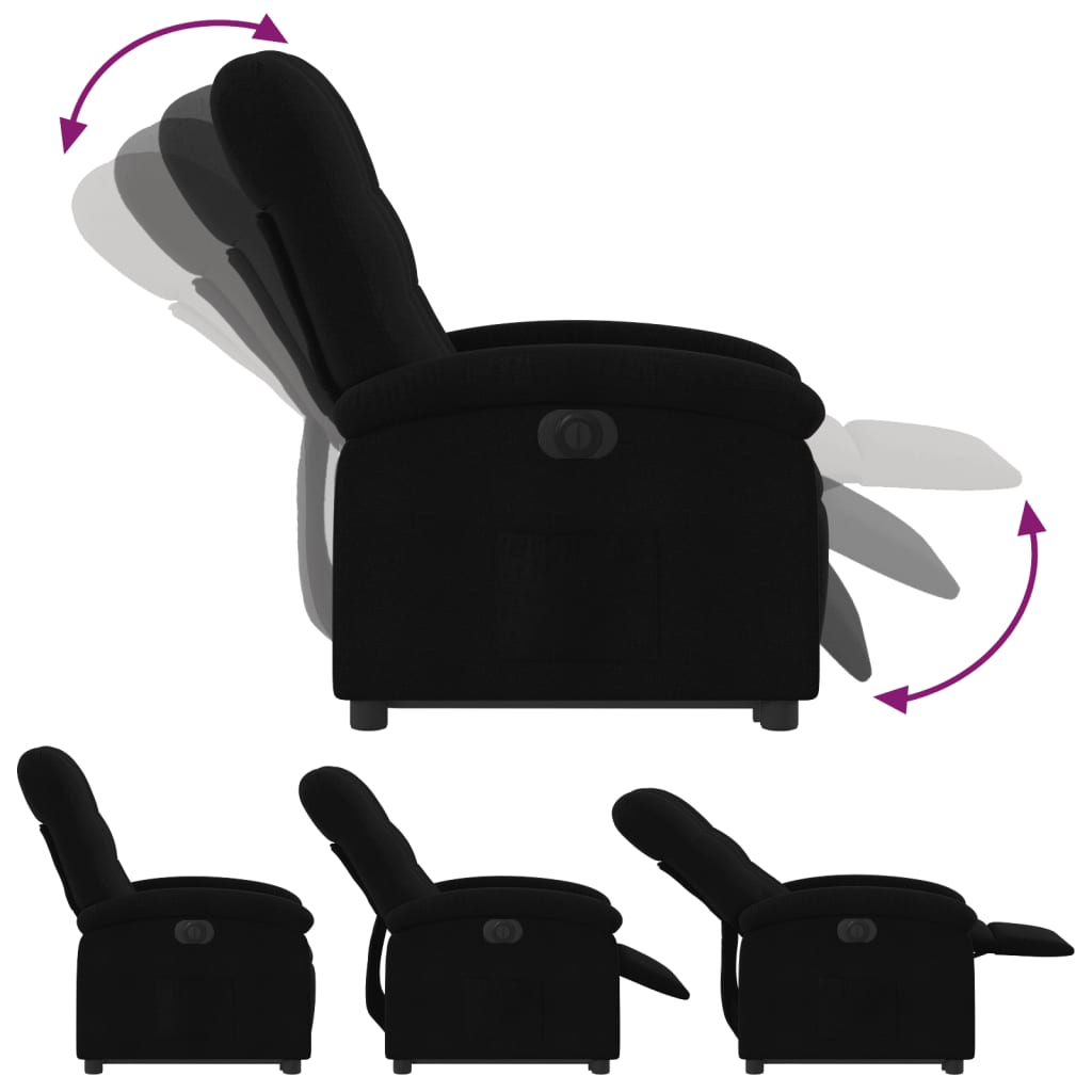 Fotoliu electric rabatabil cu ridicare, negru, textil — imaginea 6
