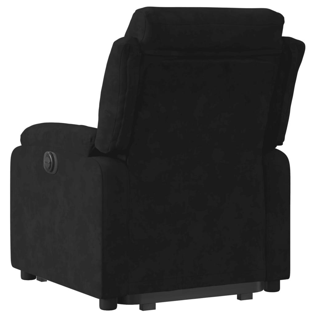 Fotoliu electric rabatabil cu ridicare, negru, catifea — imaginea 4
