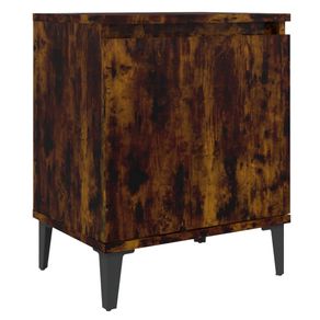 Furniture Noptiera cu picioare metalice, stejar afumat, 40x30x50 cm