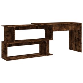 Furniture Birou de colt, stejar fumuriu, 200x50x76 cm, lemn prelucrat
