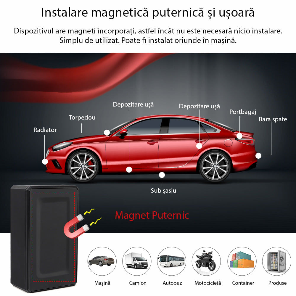 Tracker magnetic cu microfon, GSM si localizare GPS - TK108A - 1 | YEO