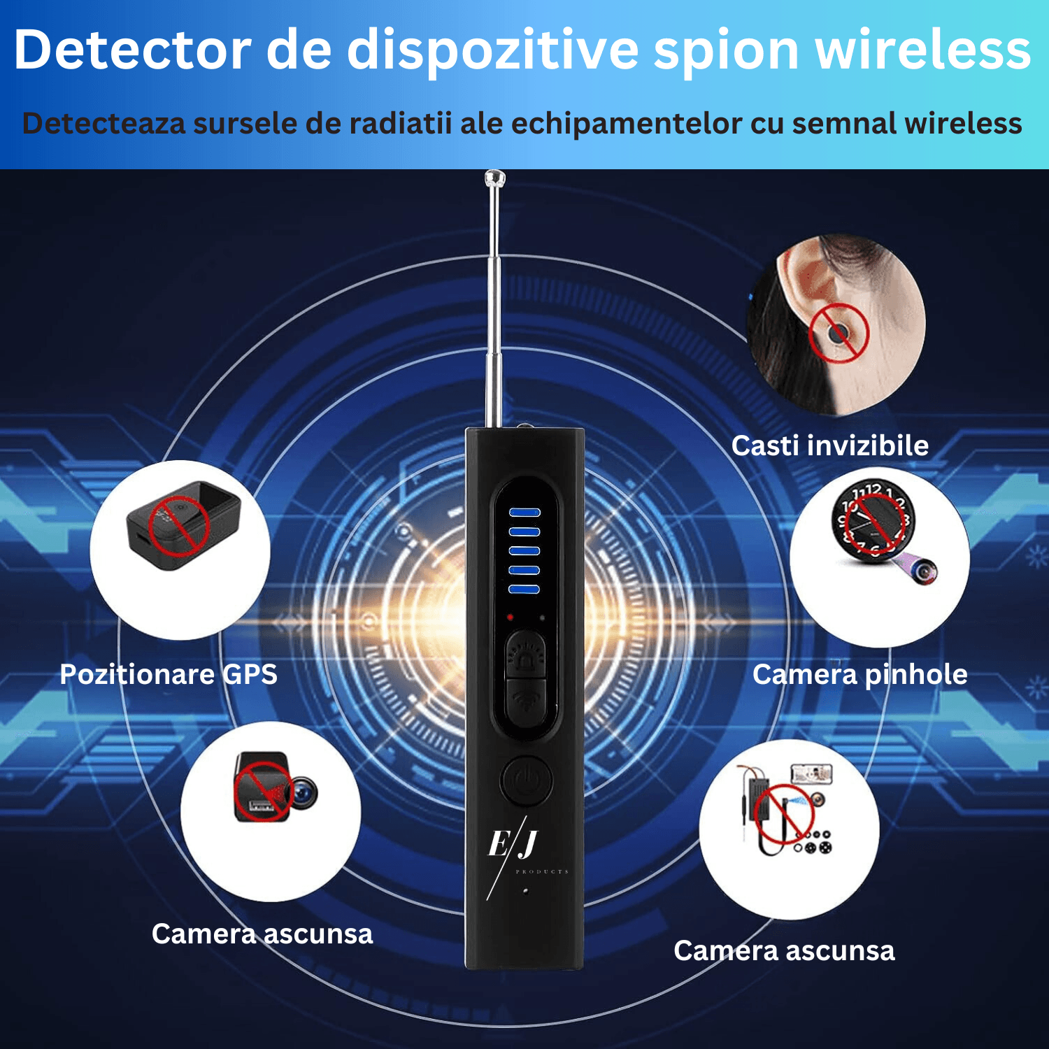 Detector camere ascunse, microfoane, localizator GPS, reportofoane - X13 - 3 | YEO