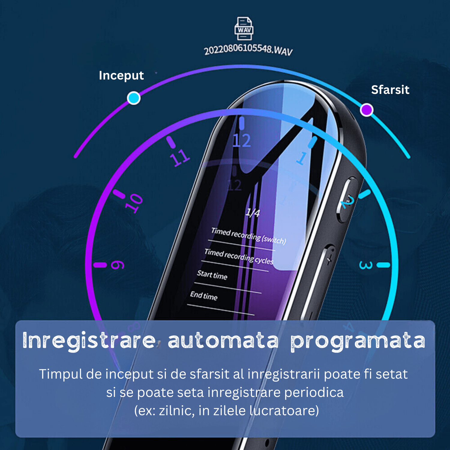 Reportofon profesional cu activare vocala, Q53, 8 GB, difuzor, MP3