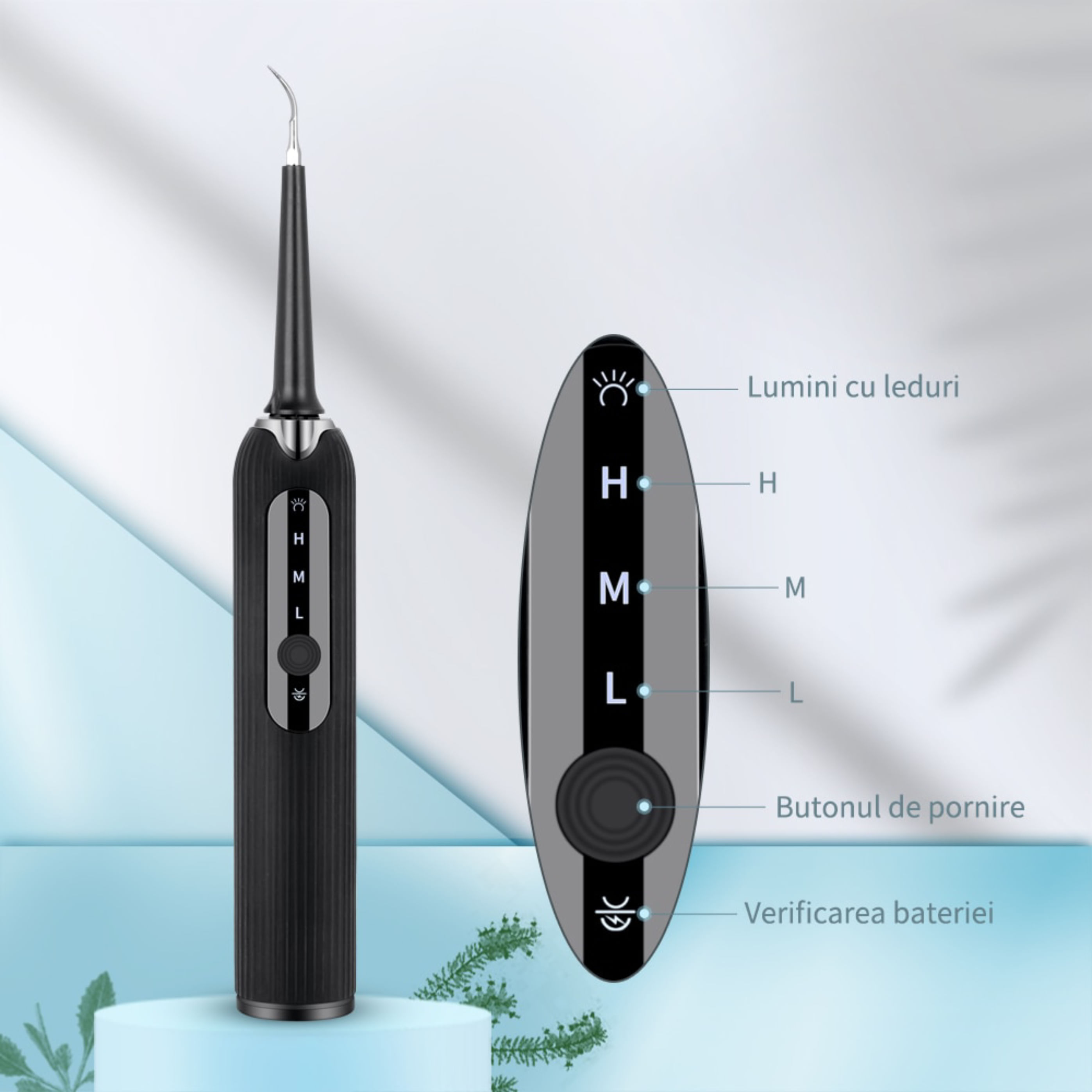 Set curatare dentara Axeloni ®, periuta electrica, aparat pentru detartraj profesional, rezistent la apa, Negru
