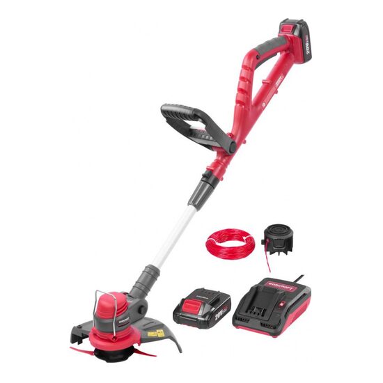 Motocoasa, trimmer, pentru tuns iarba, Worcraft, electric, cu acumulator, incarcator 20 V Li-ion, maner telescopic, 24 cm