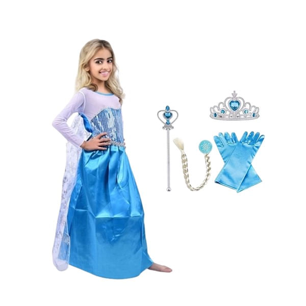 Set rochie si patru accesorii Elsa Frozen, IdeallStore®, 3-5 ani, Carnaval - 2 | YEO