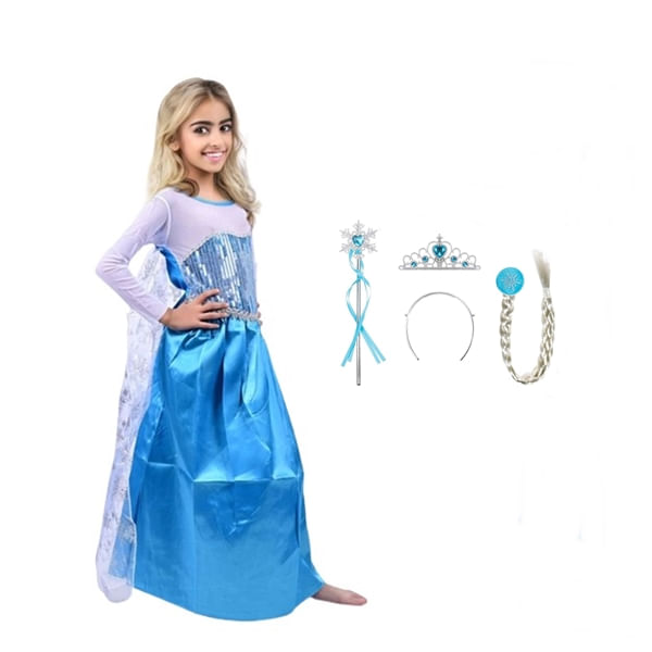 Set rochie si trei accesorii Elsa Frozen, IdeallStore®, 3-5 ani, Carnaval - 1 | YEO