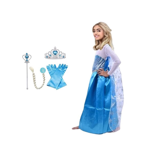 Set rochie si patru accesorii Elsa Frozen, IdeallStore®, 3-5 ani, Carnaval - 1 | YEO